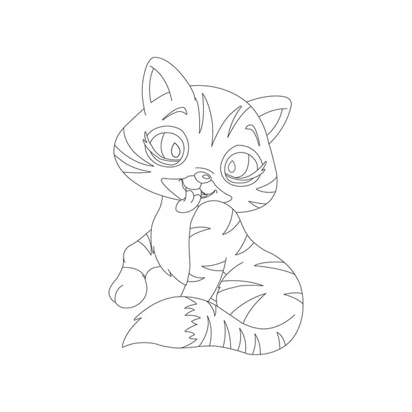 Coloring Page Outline Cute Cat Animal Coloring Page Cartoon Vector — Stock Vector