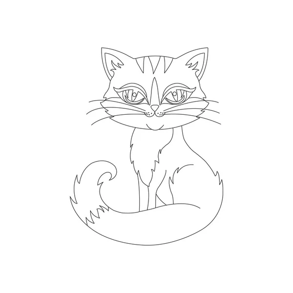 Coloriage Contour Chat Mignon Animal Coloriage Dessin Animé Illustration Vectorielle — Image vectorielle