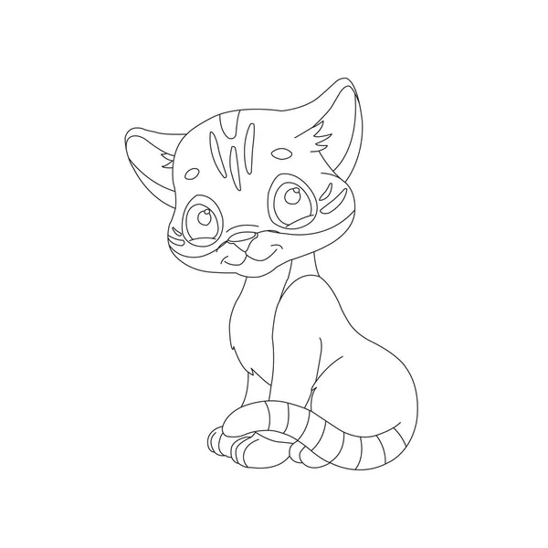 Coloring Page Outline Cute Cat Animal Coloring Page Cartoon Vector — Stock Vector