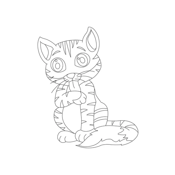 Coloring Page Outline Cute Cat Animal Coloring Page Cartoon Vector — Stock Vector