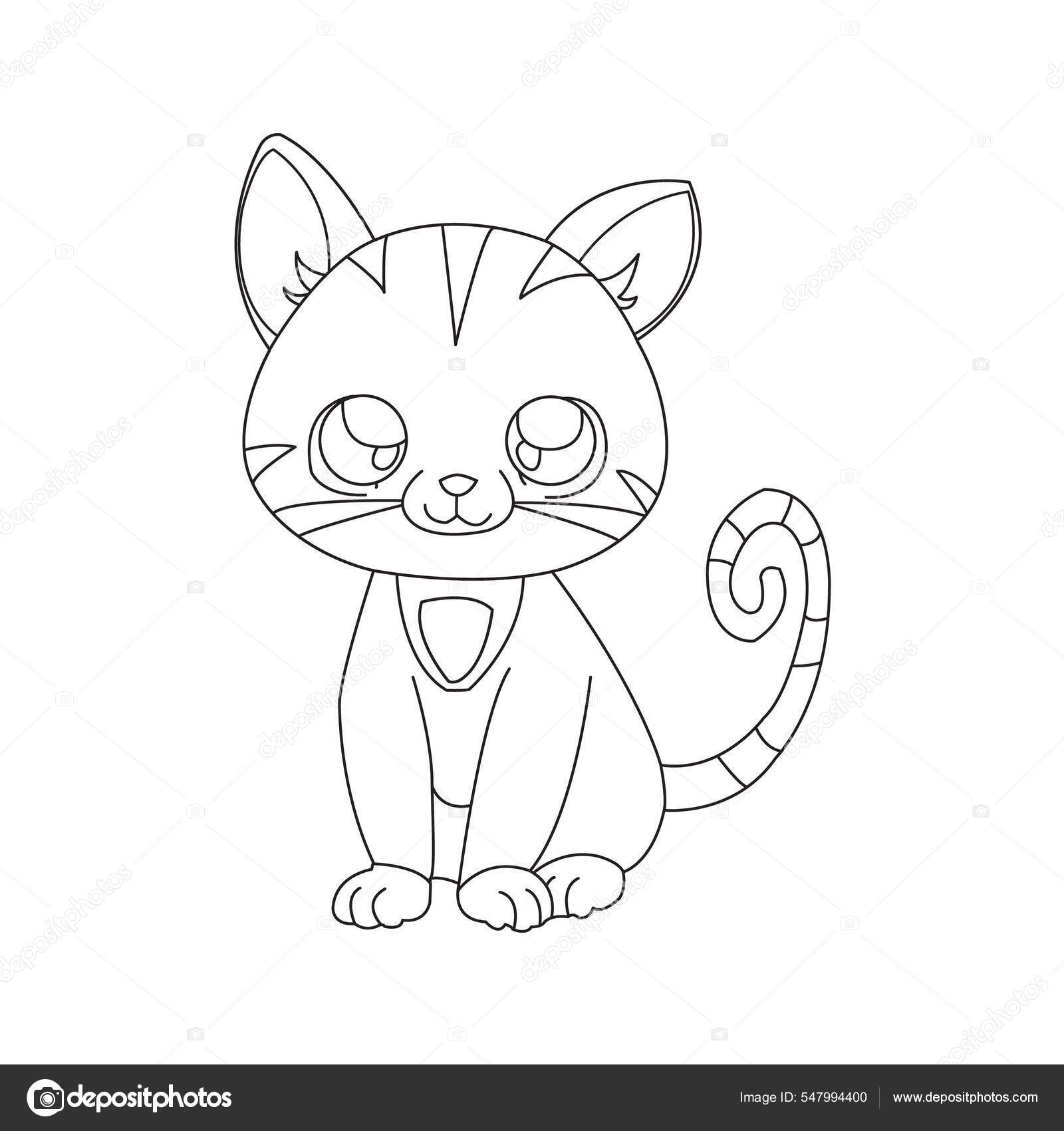 Coloring Page Outline Cute Cat - Depositphotos 547994400 Stock Illustration Coloring Page Outline Cute Cat 