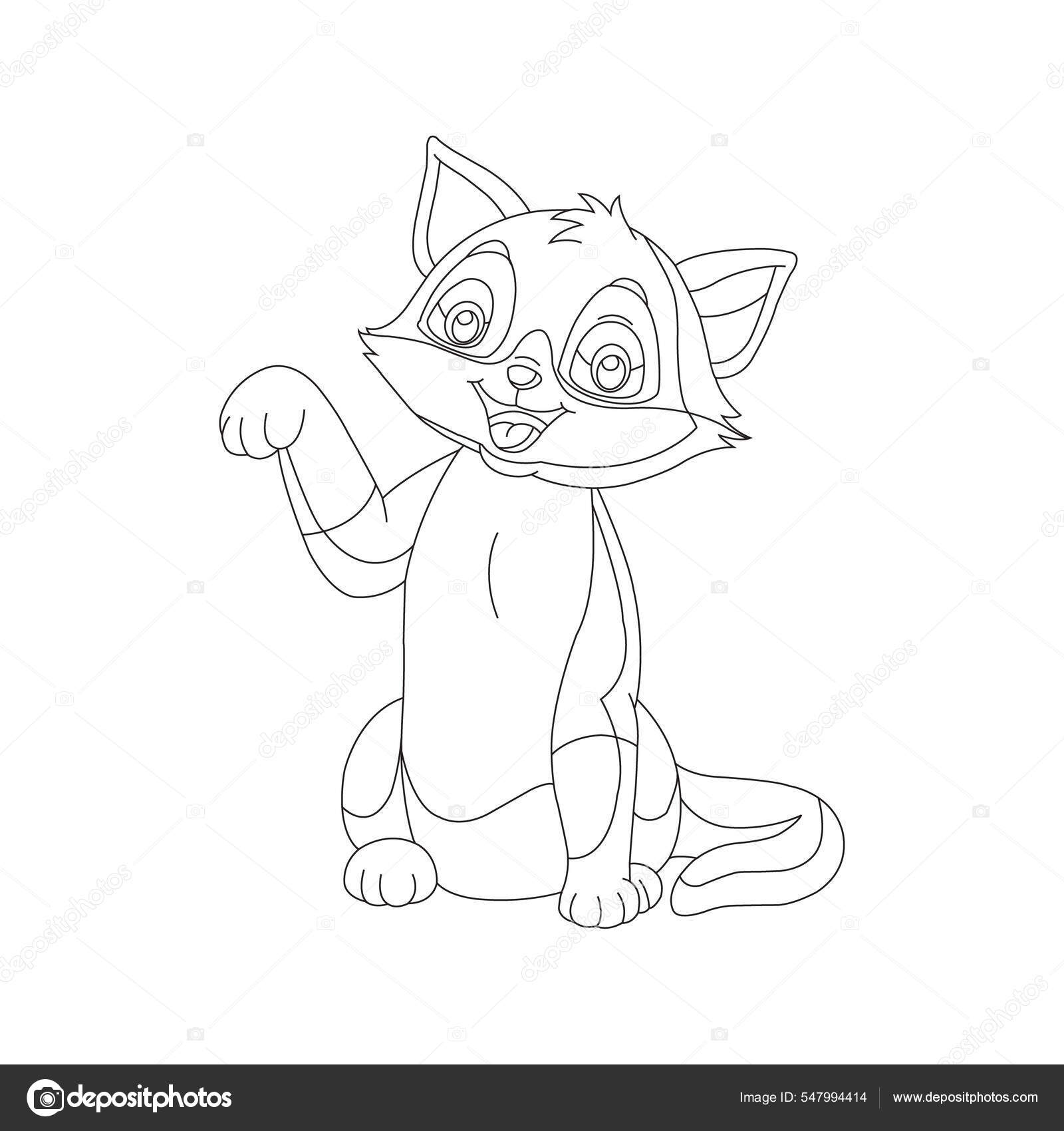 desenho de gato desenho animado kawaii anime bonito para colorir 10504579  Vetor no Vecteezy