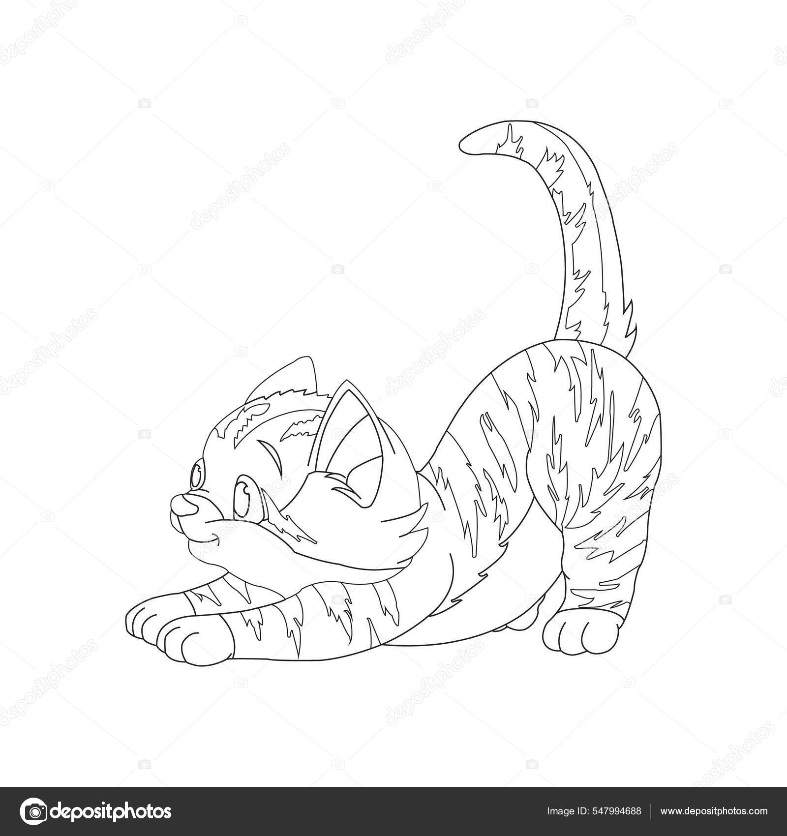 Esboço Da Página Da Coloração Do Gato Dos Desenhos Animados Com