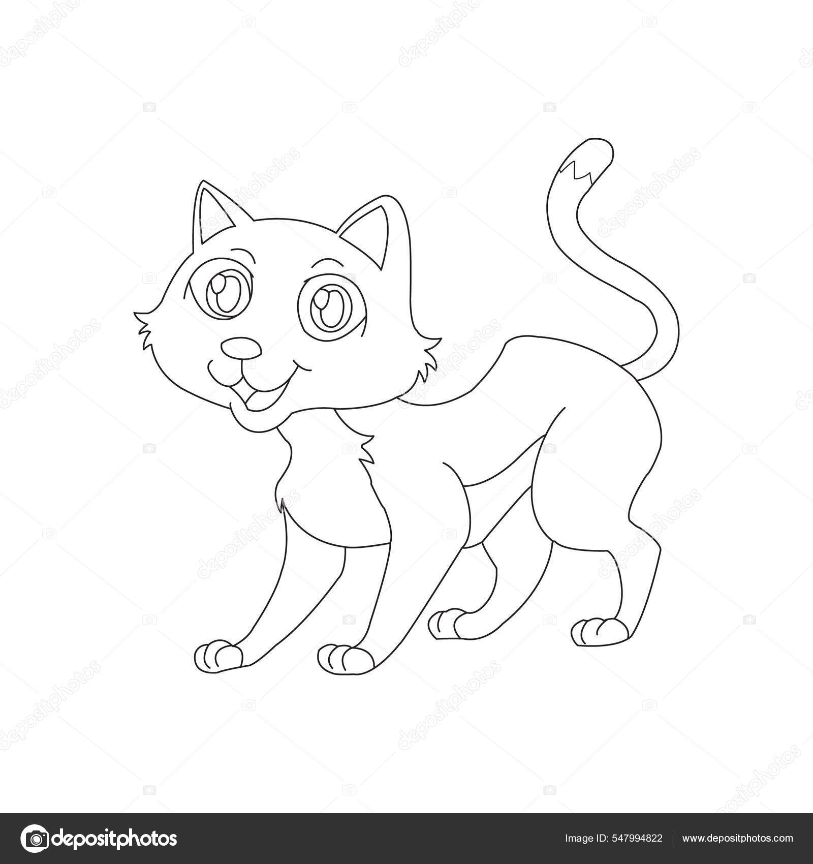 Página para colorir de silhueta de gato kawaii