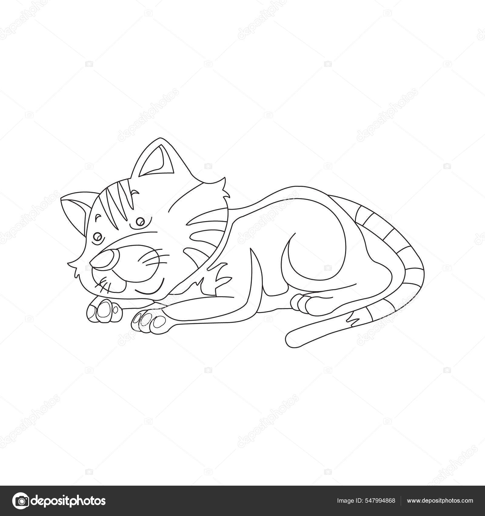 Página para colorir de silhueta de gato kawaii