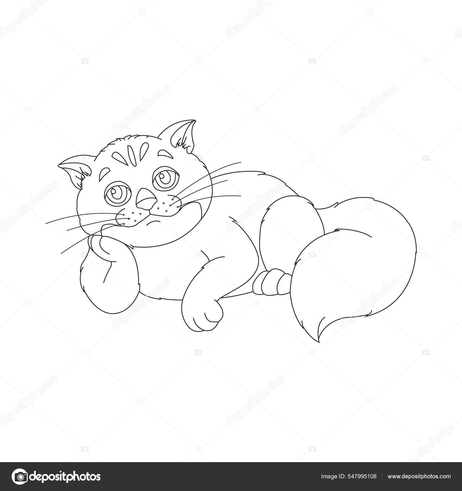 desenho de gato desenho animado kawaii anime bonito para colorir 10504579  Vetor no Vecteezy