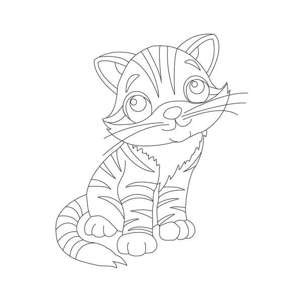 Coloring Page Outline Cute Cat Animal Coloring Page — 스톡 벡터
