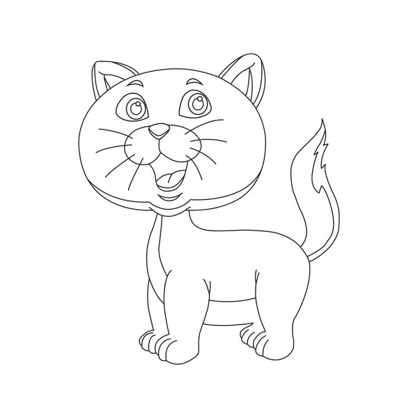 Coloriage Contour Chat Mignon Animal Coloriage Dessin Animé Illustration Vectorielle — Image vectorielle