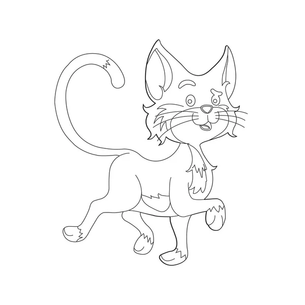 Coloriage Contour Chat Mignon Animal Coloriage Dessin Animé Illustration Vectorielle — Image vectorielle