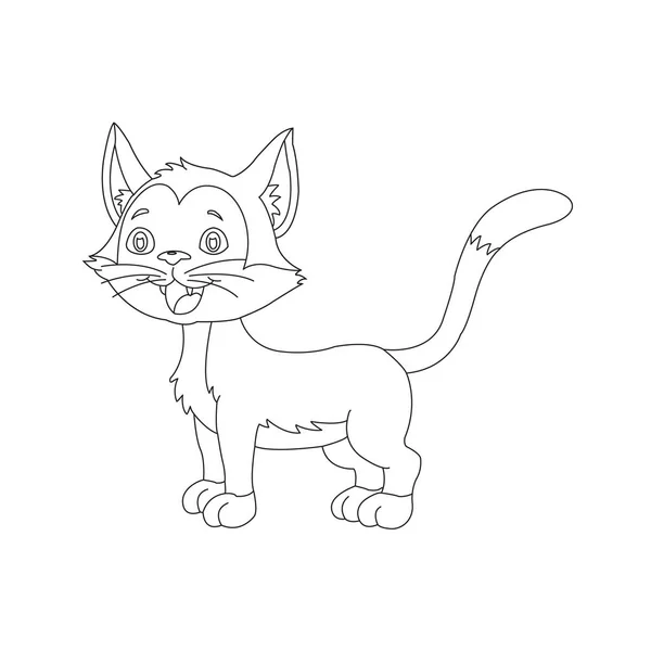 Coloriage Contour Chat Mignon Animal Coloriage Dessin Animé Illustration Vectorielle — Image vectorielle