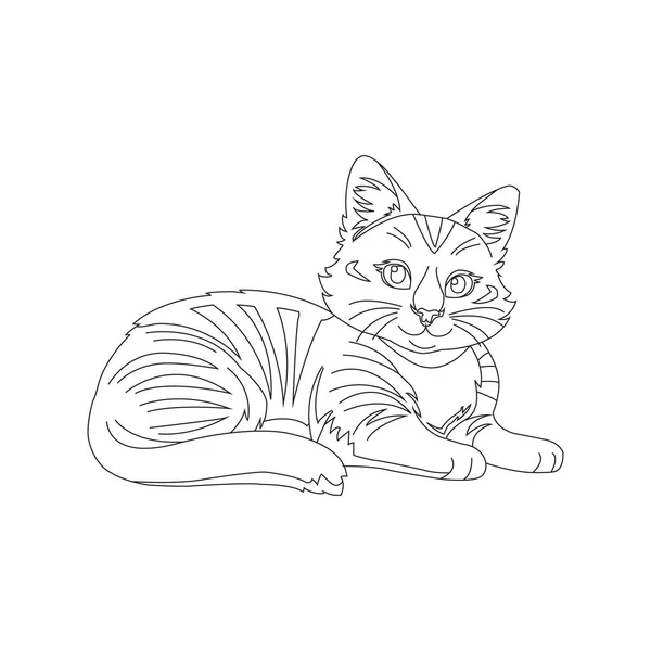 Coloring Page Outline Cute Cat Animal Coloring Page — 스톡 벡터