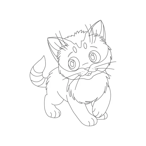 Coloring Page Outline Cute Cat Animal Coloring Page Cartoon Vector — Stock Vector