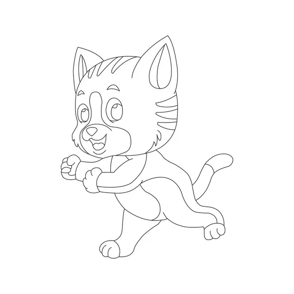 Coloring Page Outline Cute Cat Animal Coloring Page — 스톡 벡터