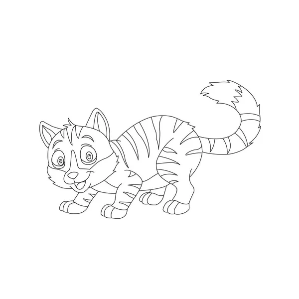 Coloriage Contour Chat Mignon Animal Coloriage Dessin Animé Illustration Vectorielle — Image vectorielle