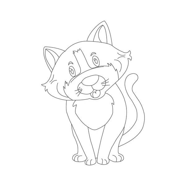 Coloring Page Outline Cute Cat Animal Coloring Page — 스톡 벡터