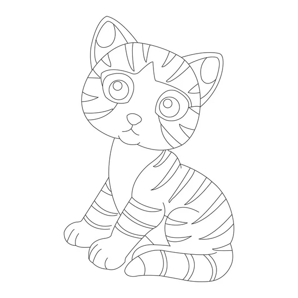 Coloring Page Outline Cute Cat Animal Coloring Page — 스톡 벡터