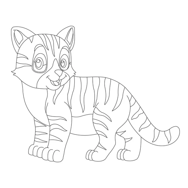 Coloriage Contour Chat Mignon Animal Coloriage Dessin Animé Illustration Vectorielle — Image vectorielle