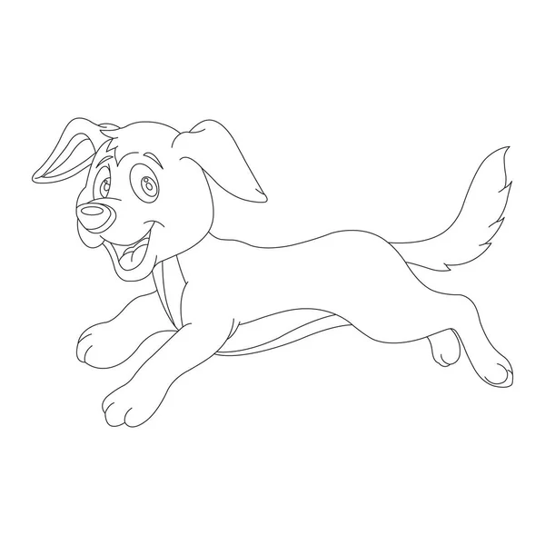 Desenho Bonito Cachorro Cão Página Coloração Para Crianças Página Coloração — Vetor de Stock