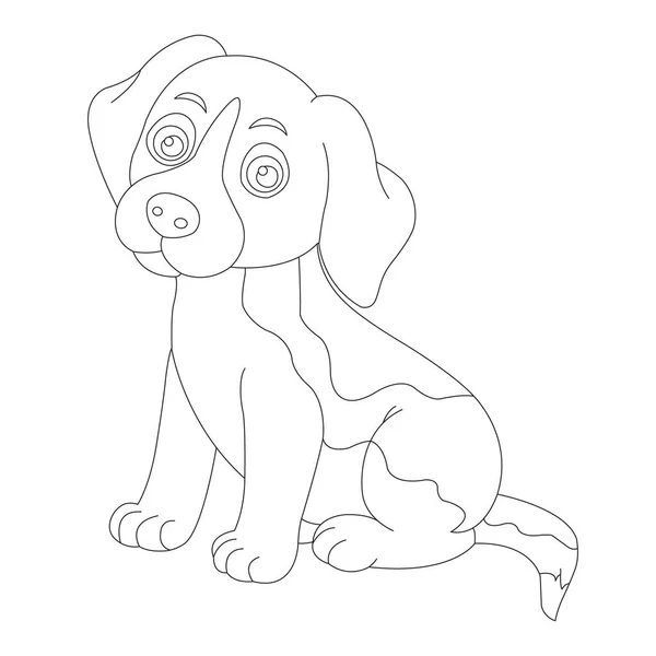 Desenho Bonito Cachorro Cão Página Coloração Para Crianças Página Coloração — Vetor de Stock