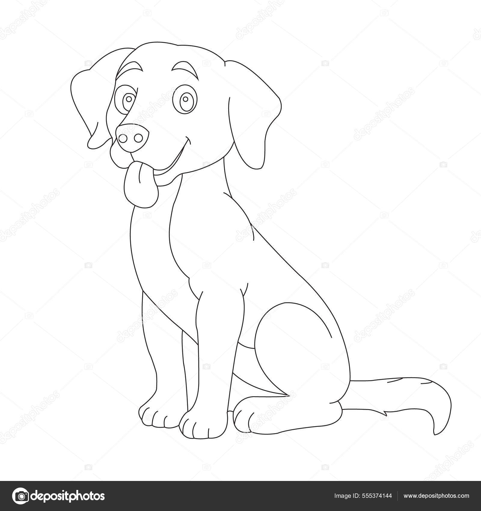 Cute Puppy Dog Outline Coloring Page Kids Animal Coloring Page Stock ...