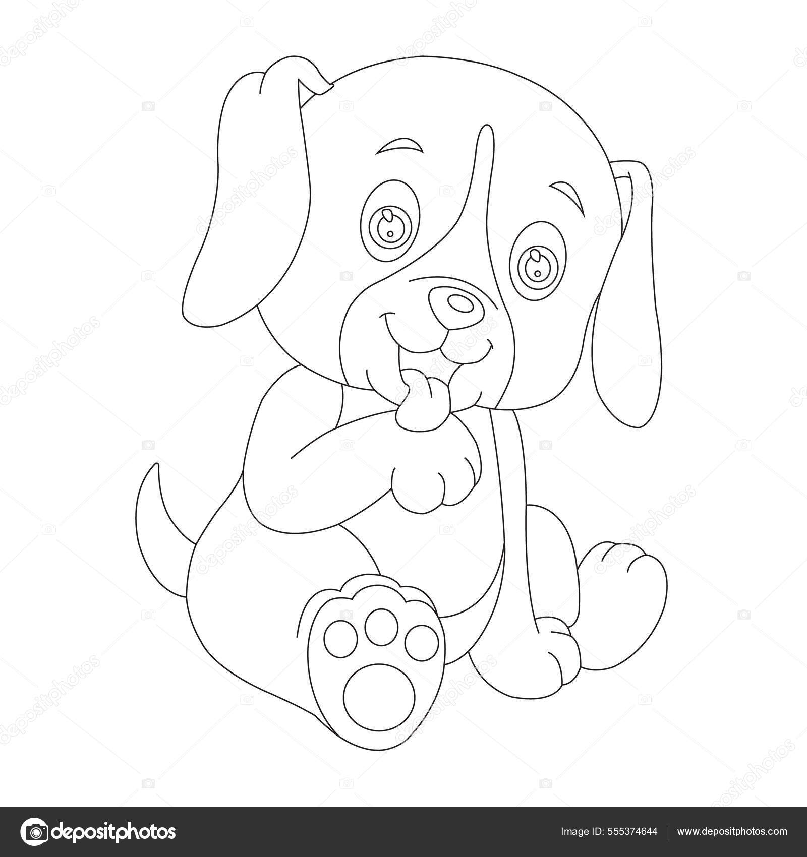 página para colorir. imagem para colorir com cachorro fofo ou cachorrinho.  conjunto de clipart de animais