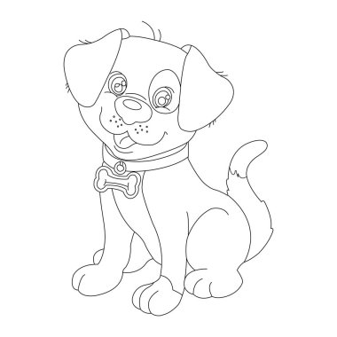 Çocuklar için sevimli köpek yavrusu çizim sayfası hayvan boyama sayfası çizim çizimi