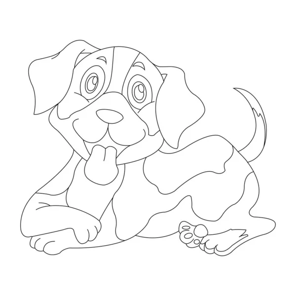 Desenho Bonito Cachorro Cão Página Para Colorir Para Crianças Página — Vetor de Stock