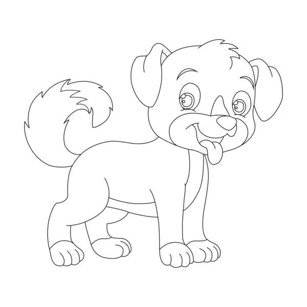 Desenho Bonito Cachorro Cão Página Para Colorir Para Crianças Página — Vetor de Stock