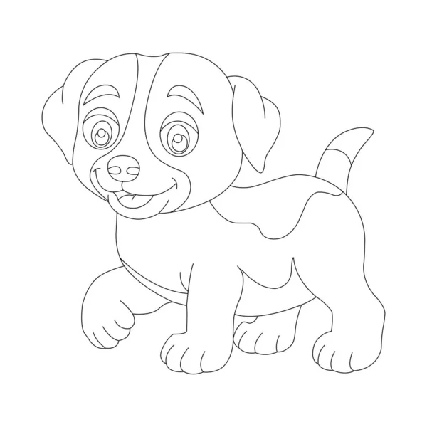 Χαριτωμένο Κουτάβι Σκυλί Περίγραμμα Σελίδα Χρωματισμό Για Παιδιά Ζώων Χρωματισμός — Διανυσματικό Αρχείο