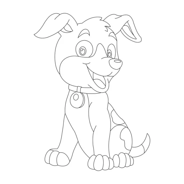 Cute Puppy Dog Outline Coloring Page Kids Animal Coloring Page — Stock Vector