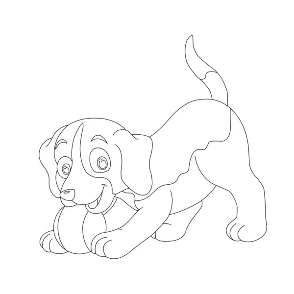 Desenho Bonito Cachorro Cão Página Para Colorir Para Crianças Página — Vetor de Stock