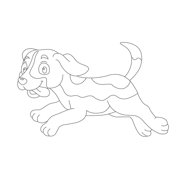 Cute Puppy Dog Outline Coloring Page Kids Animal Coloring Page — Stock Vector