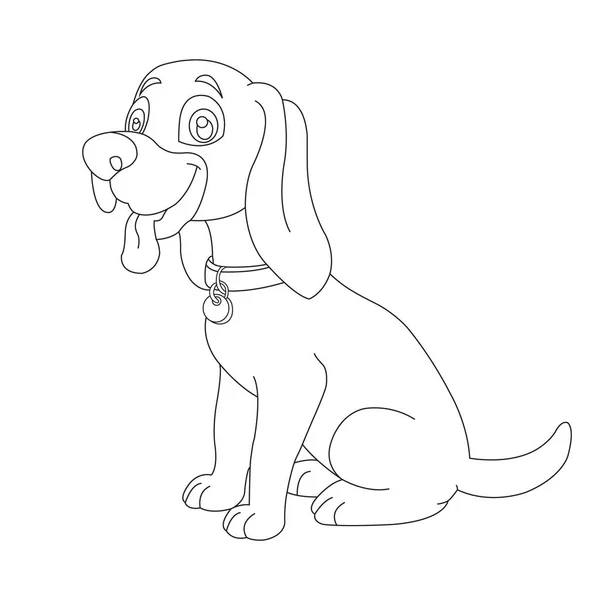 Cute Puppy Dog Outline Coloring Page Kids Animal Coloring Page — Stock Vector