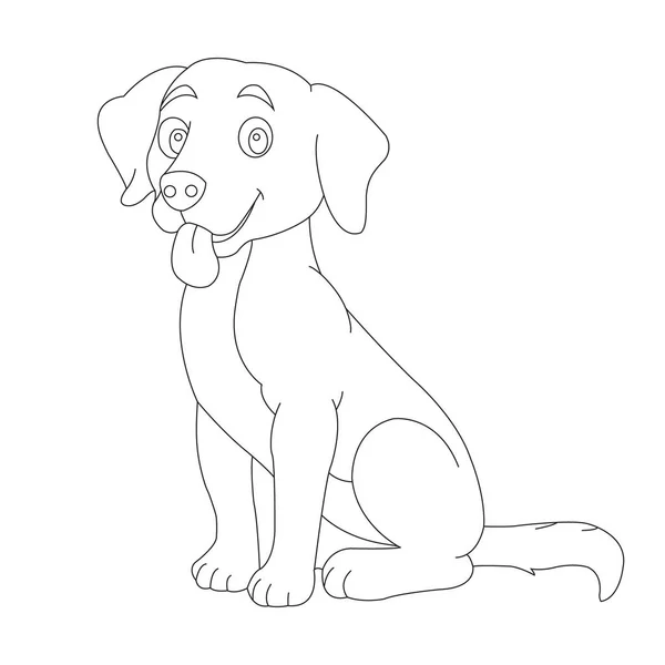 Chiot Mignon Chien Contour Coloriage Page Pour Enfants Coloriage Animal — Image vectorielle