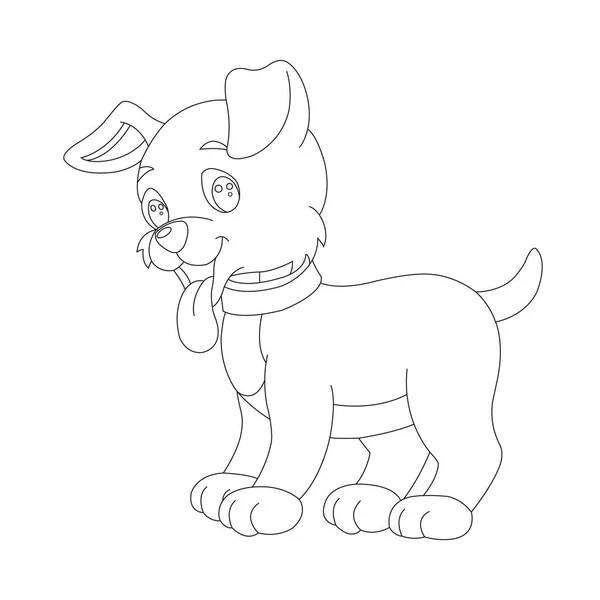 Chiot Mignon Chien Contour Coloriage Page Pour Enfants Coloriage Animal — Image vectorielle