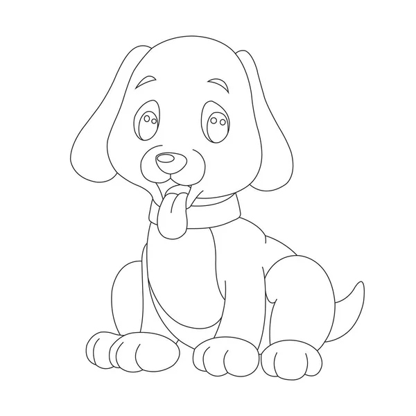Cute Puppy Dog Outline Coloring Page Kids Animal Coloring Page — Stock Vector