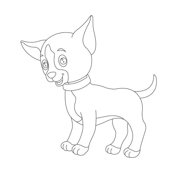 Lindo Perro Perrito Contorno Para Colorear Página Para Niños Animal — Vector de stock