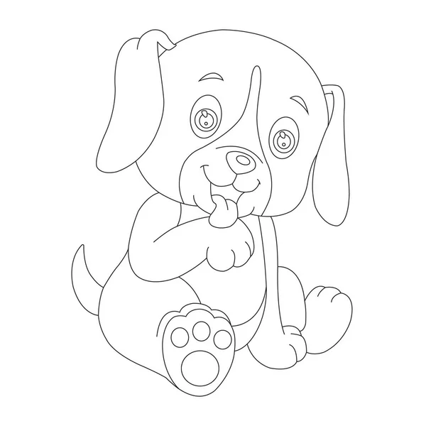 Cute Puppy Dog Outline Coloring Page Kids Animal Coloring Page — Stock Vector