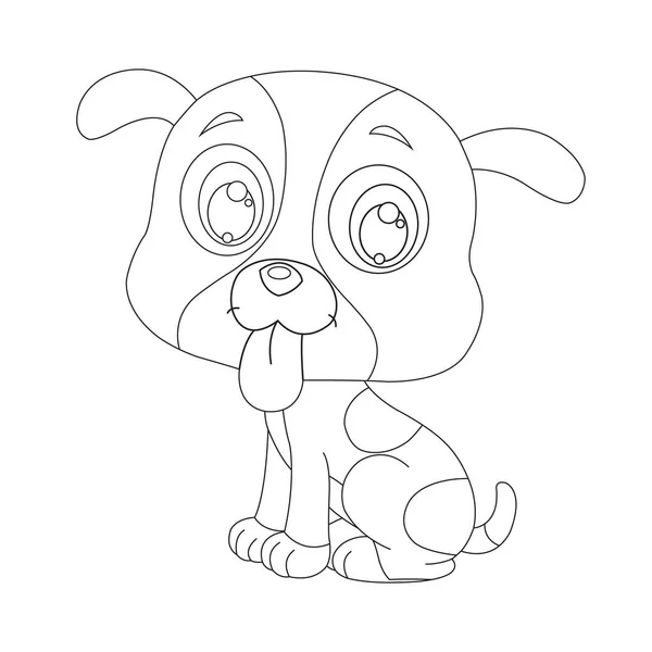 Carino Cucciolo Cane Contorno Colorazione Pagina Bambini Animale Colorazione Pagina — Vettoriale Stock