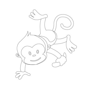 Çocuklar için şirin küçük maymun ana hatları boyama sayfası hayvan boyama kitabı çizim çizimi