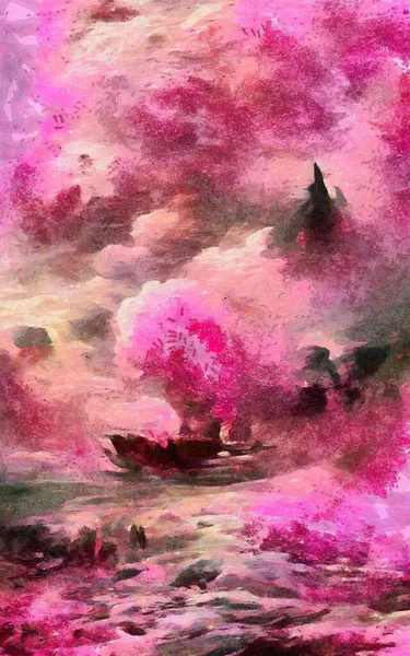 Satılık duvar sanatı, yağlı boya tarzı, stok, çağdaş izlenimcilik sanat eseri, canlı soyut sanat, renkli fırça darbeleri, dekorasyon bezi için baskı, çanta, kağıt, poster, kart