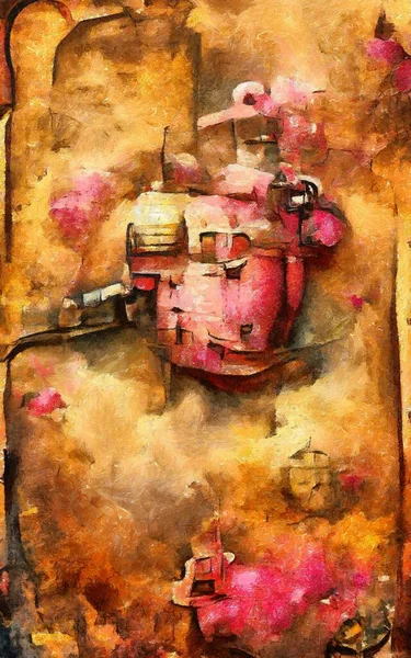 Satılık duvar sanatı, yağlı boya tarzı, stok, çağdaş izlenimcilik sanat eseri, canlı soyut sanat, renkli fırça darbeleri, dekorasyon bezi için baskı, çanta, kağıt, poster, kart