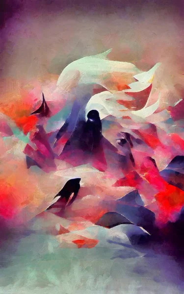 Satılık duvar sanatı, yağlı boya tarzı, stok, çağdaş izlenimcilik sanat eseri, canlı soyut sanat, renkli fırça darbeleri, dekorasyon bezi için baskı, çanta, kağıt, poster, kart