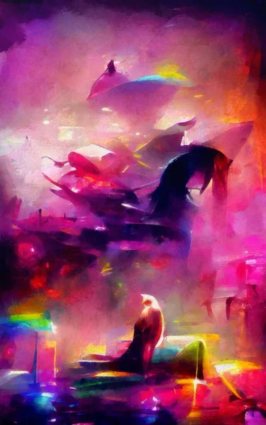 Satılık duvar sanatı, yağlı boya tarzı, stok, çağdaş izlenimcilik sanat eseri, canlı soyut sanat, renkli fırça darbeleri, dekorasyon bezi için baskı, çanta, kağıt, poster, kart