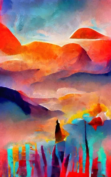 Satılık duvar sanatı, yağlı boya tarzı, stok, çağdaş izlenimcilik sanat eseri, canlı soyut sanat, renkli fırça darbeleri, dekorasyon bezi için baskı, çanta, kağıt, poster, kart