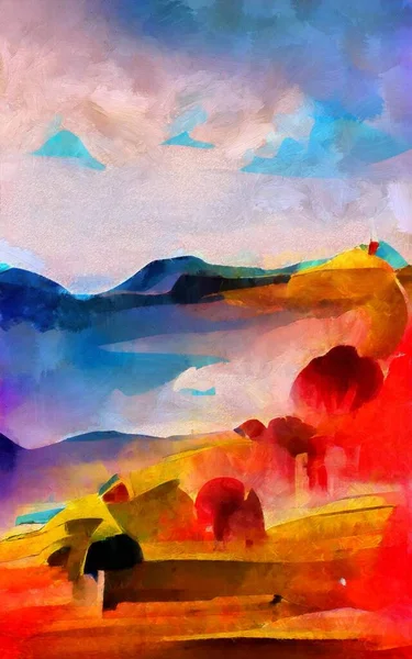 Satılık duvar sanatı, yağlı boya tarzı, stok, çağdaş izlenimcilik sanat eseri, canlı soyut sanat, renkli fırça darbeleri, dekorasyon bezi için baskı, çanta, kağıt, poster, kart