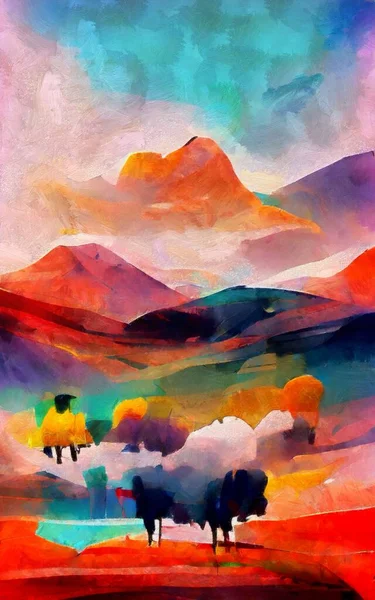 Satılık duvar sanatı, yağlı boya tarzı, stok, çağdaş izlenimcilik sanat eseri, canlı soyut sanat, renkli fırça darbeleri, dekorasyon bezi için baskı, çanta, kağıt, poster, kart