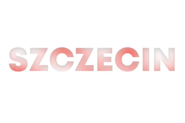 Szczeciński Napis Ozdobiony Białym Czerwonym Rozmytym Gradientem Ilustracja Białym Wycięte — Zdjęcie stockowe