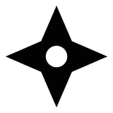 Ninja Shuriken Yıldız Düz Simgesi Beyaz Arkaplanda İzole Edildi