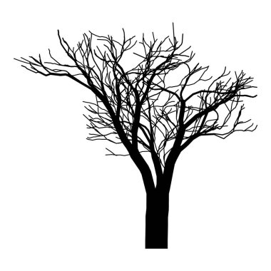 Ağaç Koyu Ürkütücü Düz Simge Beyaz Arkaplanda İzole Edildi